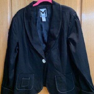 Vintage Women's Marc Bouwer Cotton Blend Suit Jacket Blazer Black Sz:XL